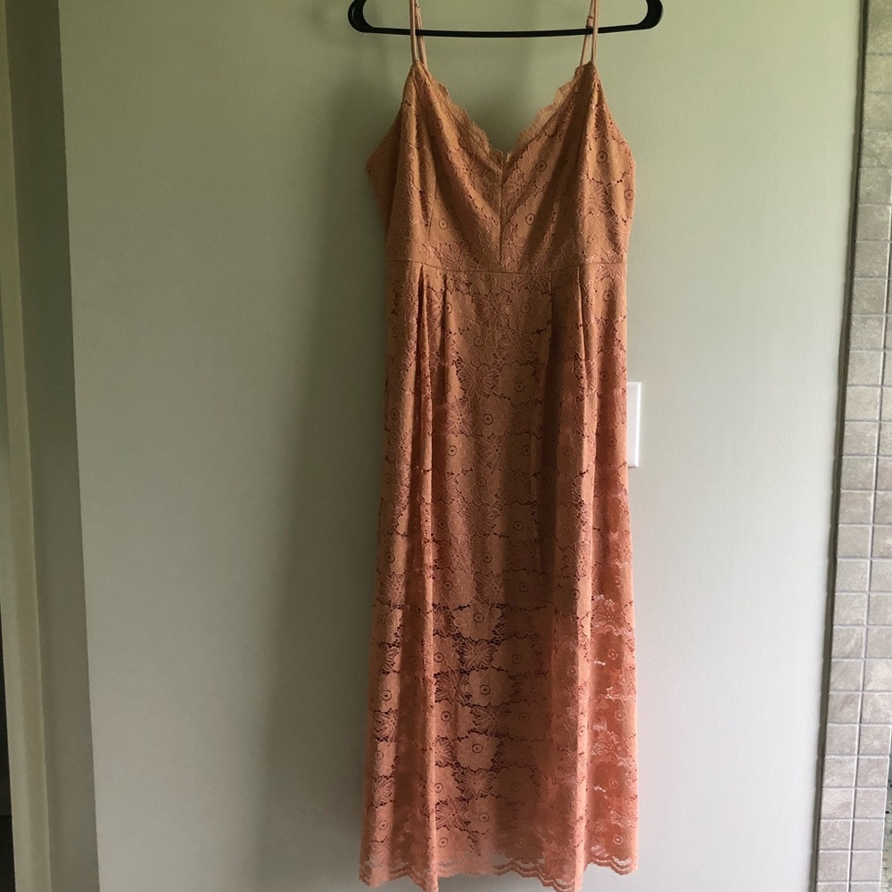 Peach Midi Lace Dress sz L Boutique